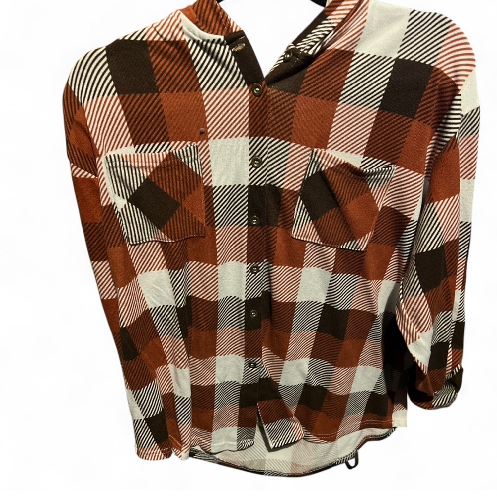 Roommates Brown and White Casual Button Down Shirt